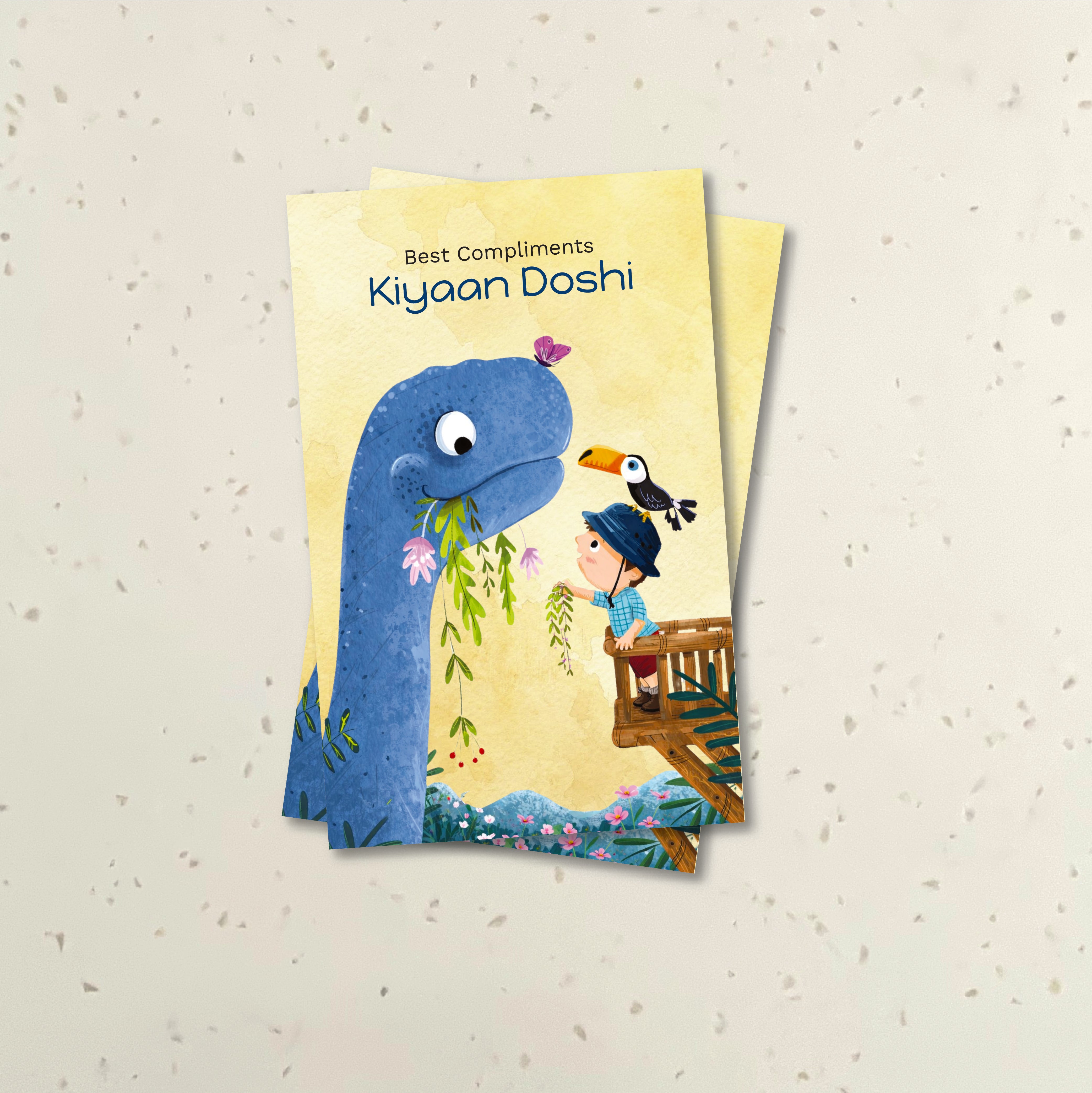 Gift Tag (rectangular)  - Dino feeding