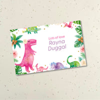 Gift Tag (rectangular)  - Dino Pink