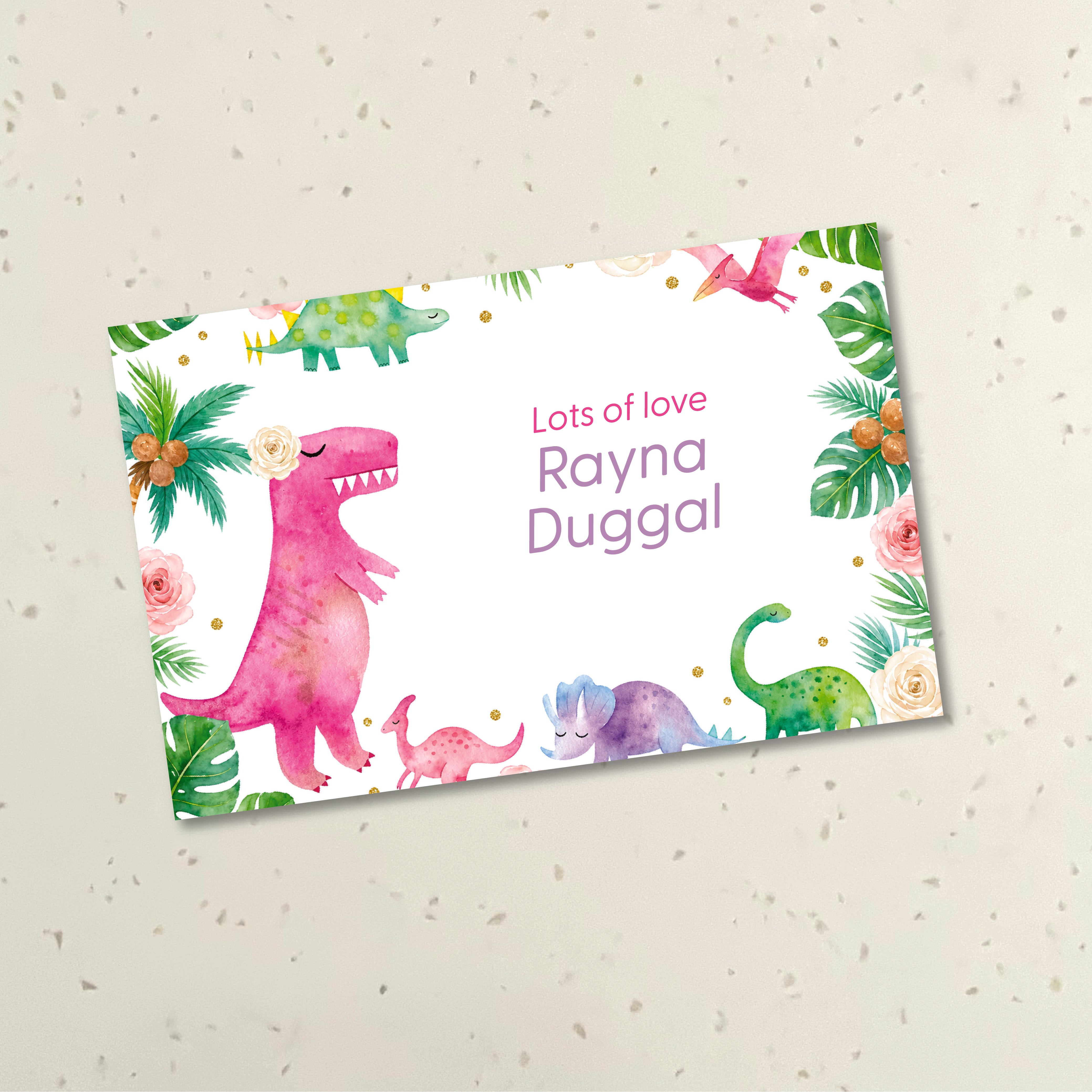 Gift Tag (rectangular)  - Dino Pink