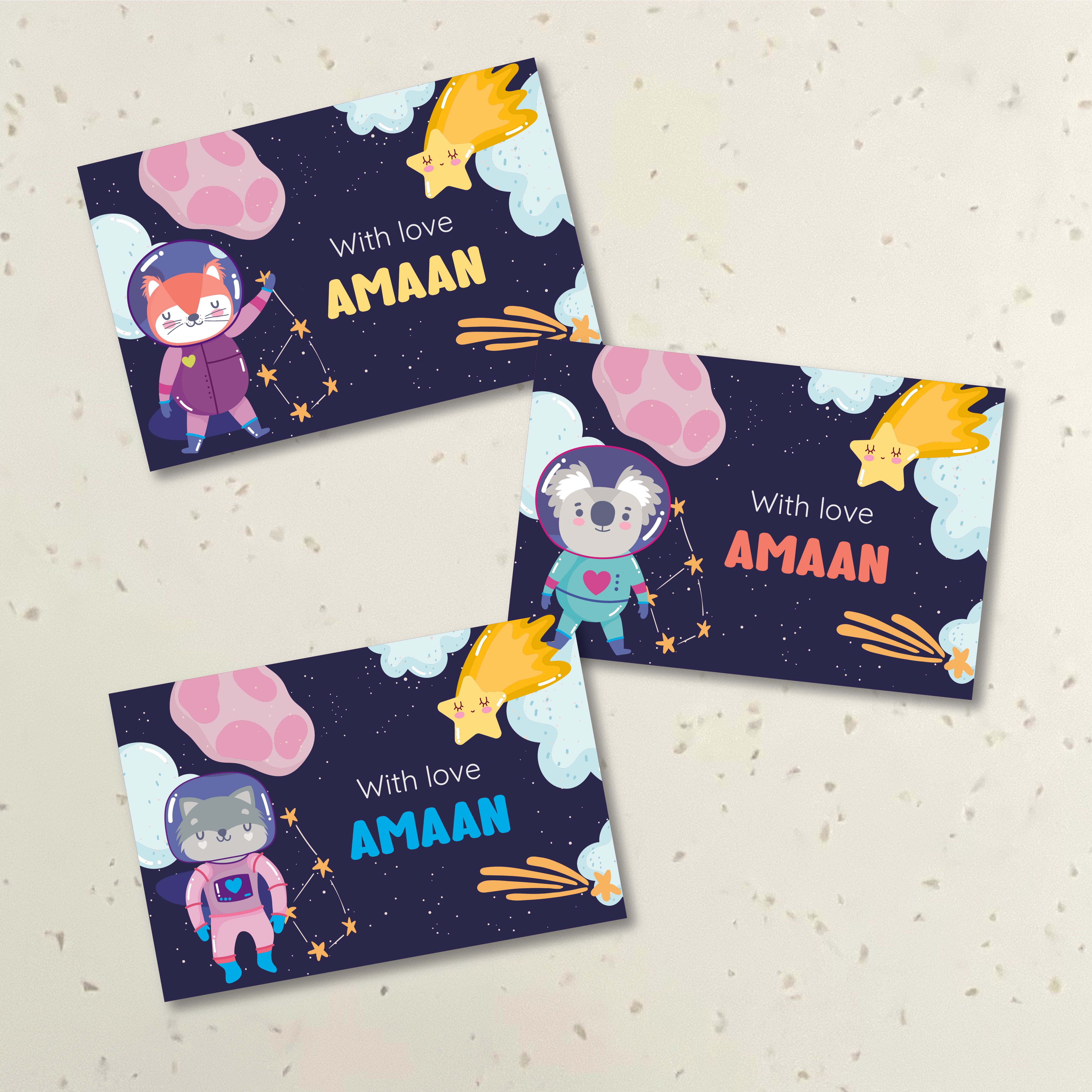 Gift Tag (rectangular) - Space animals