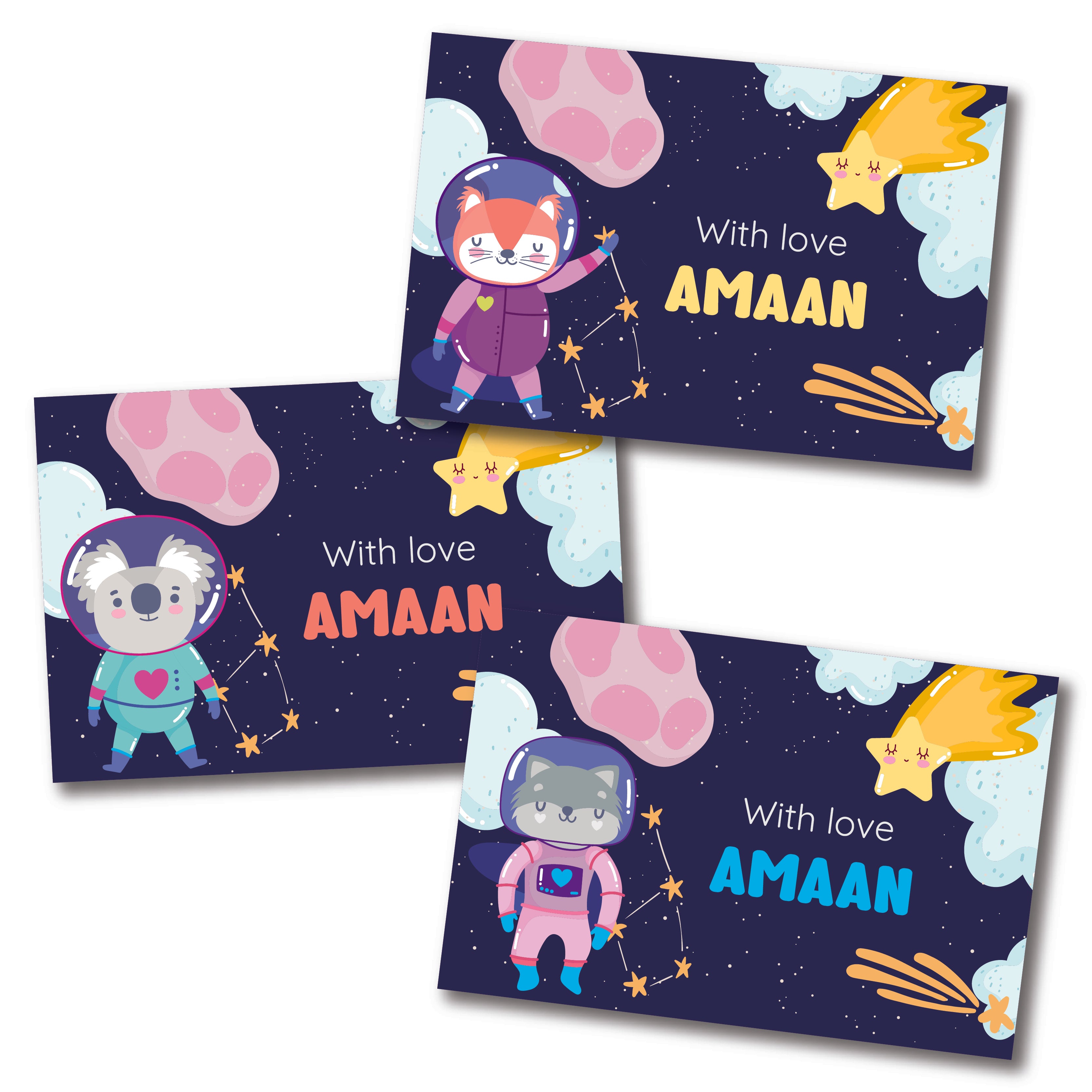 Gift Tag (rectangular) - Space animals