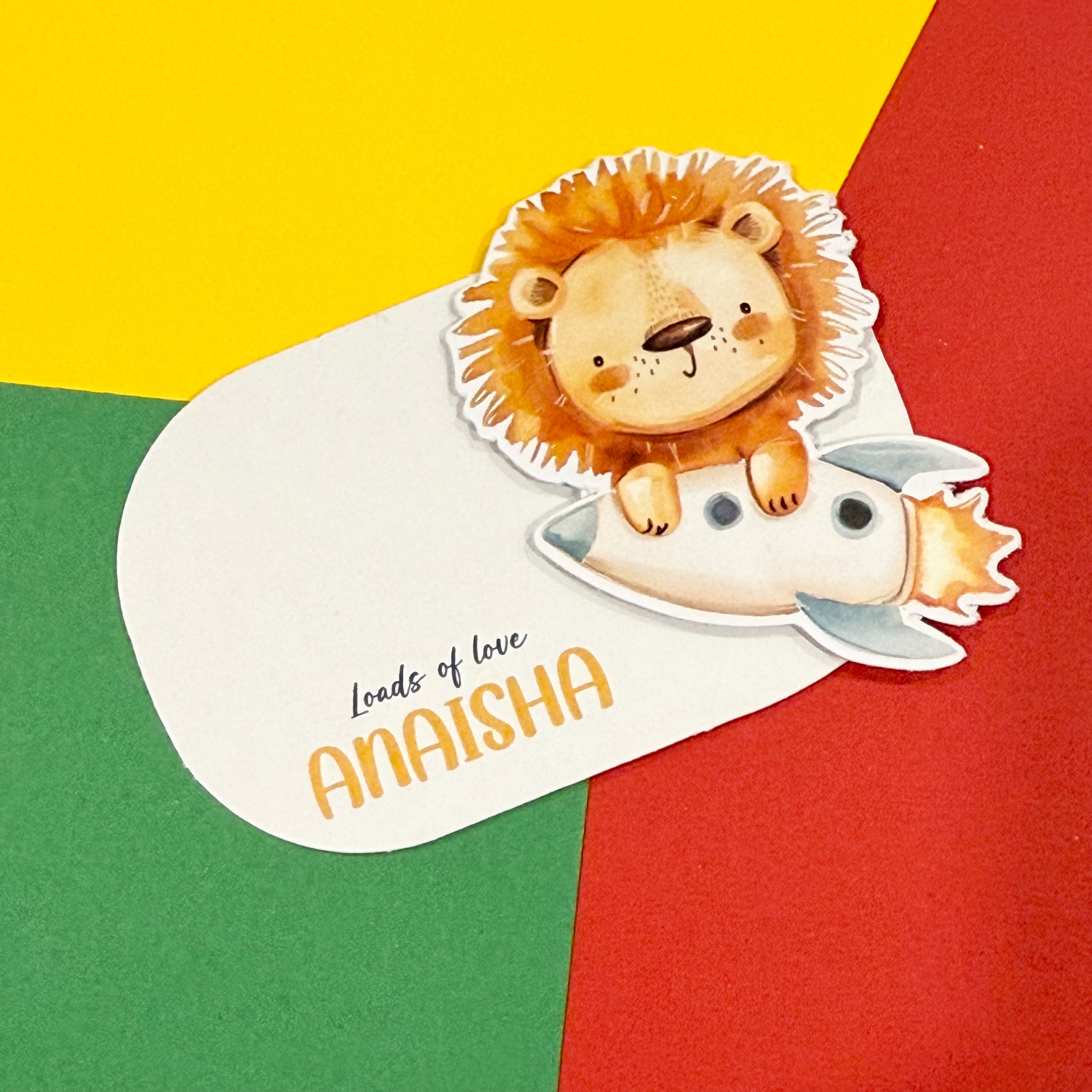 3D Gift Notecard - Lion on a Rocket