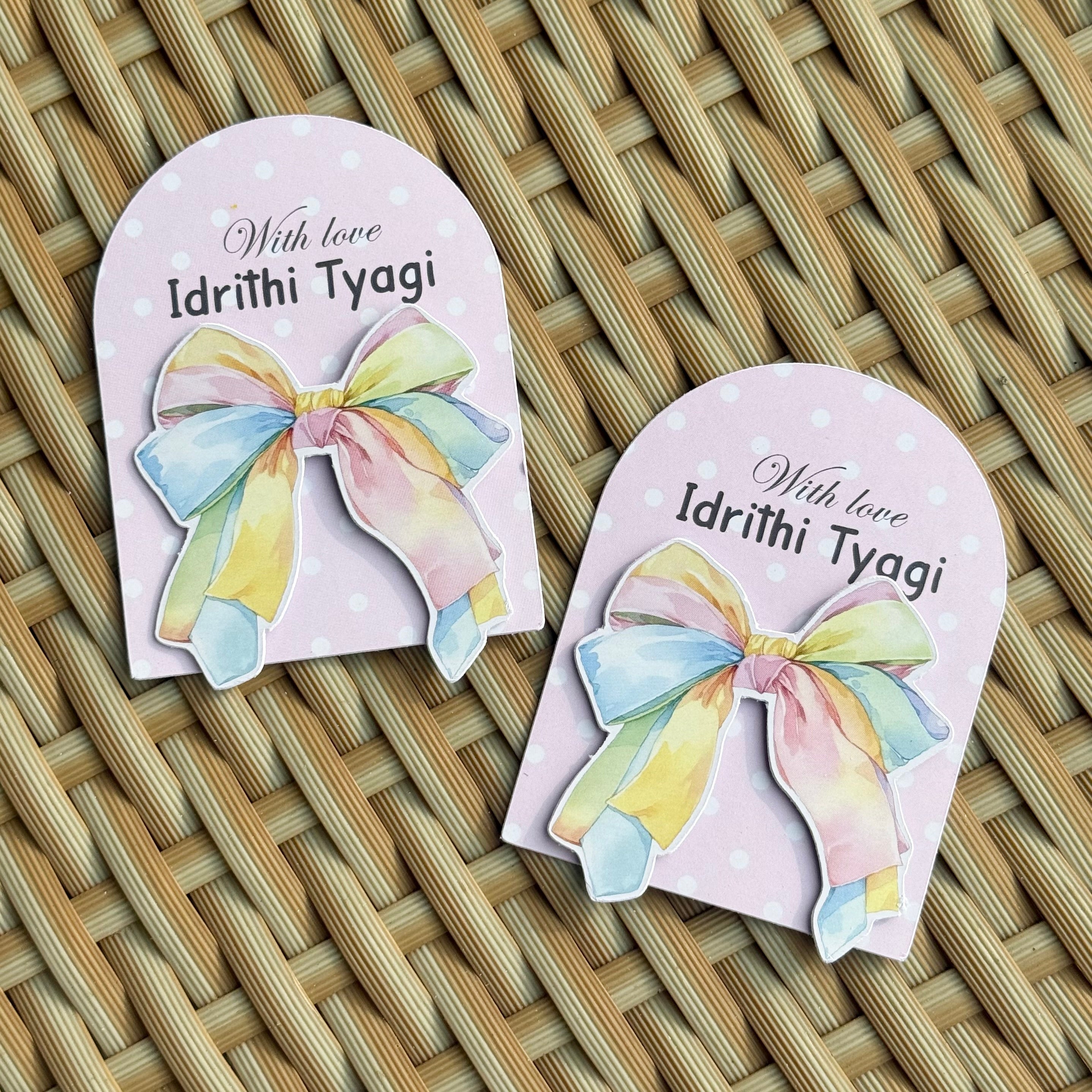 3D Gift Tag (Arch shape) - Multicolour Bow
