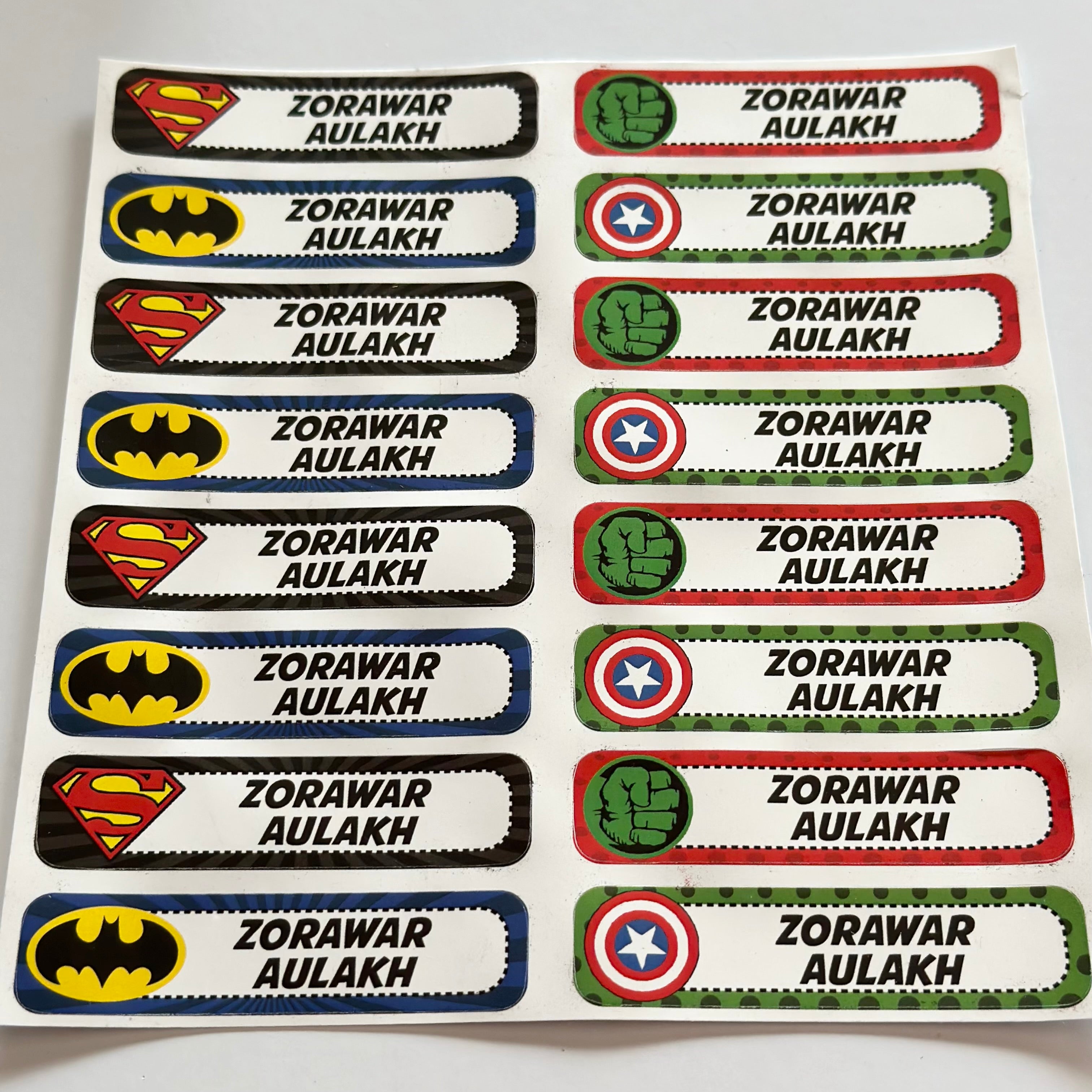 Rectangular Labels - Superheroes