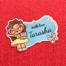 Gift Shape Sticker - Girl with laptop