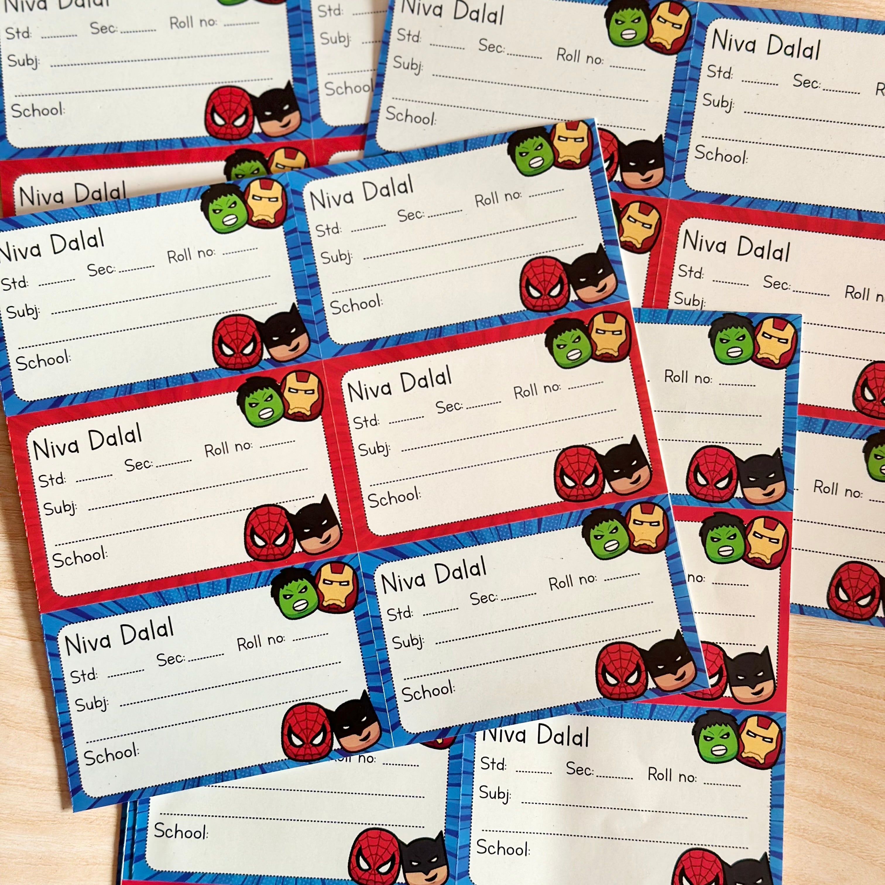 School Book Labels - Superhero faces