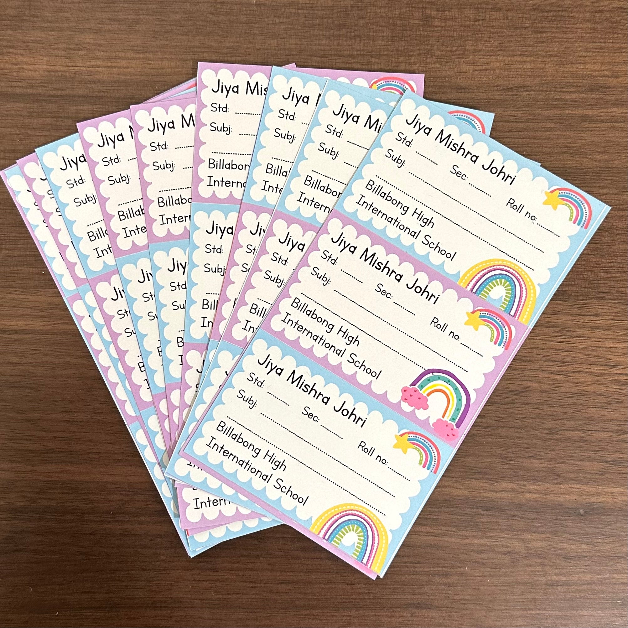 School Book Labels - Rainbows