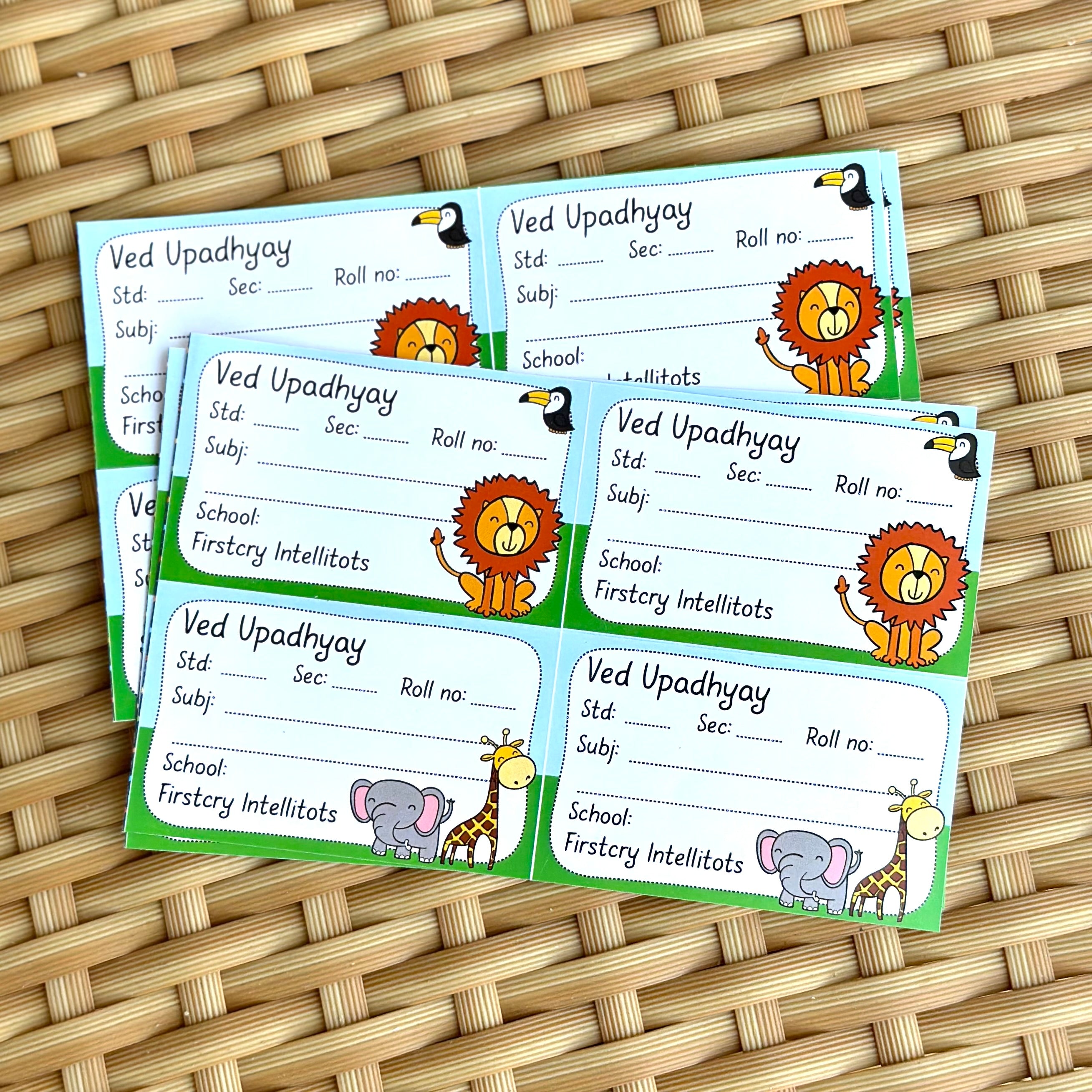 School Book Labels - Jungle animals (Design 2)