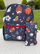 School Backpack with Pouch - Sports Mania
