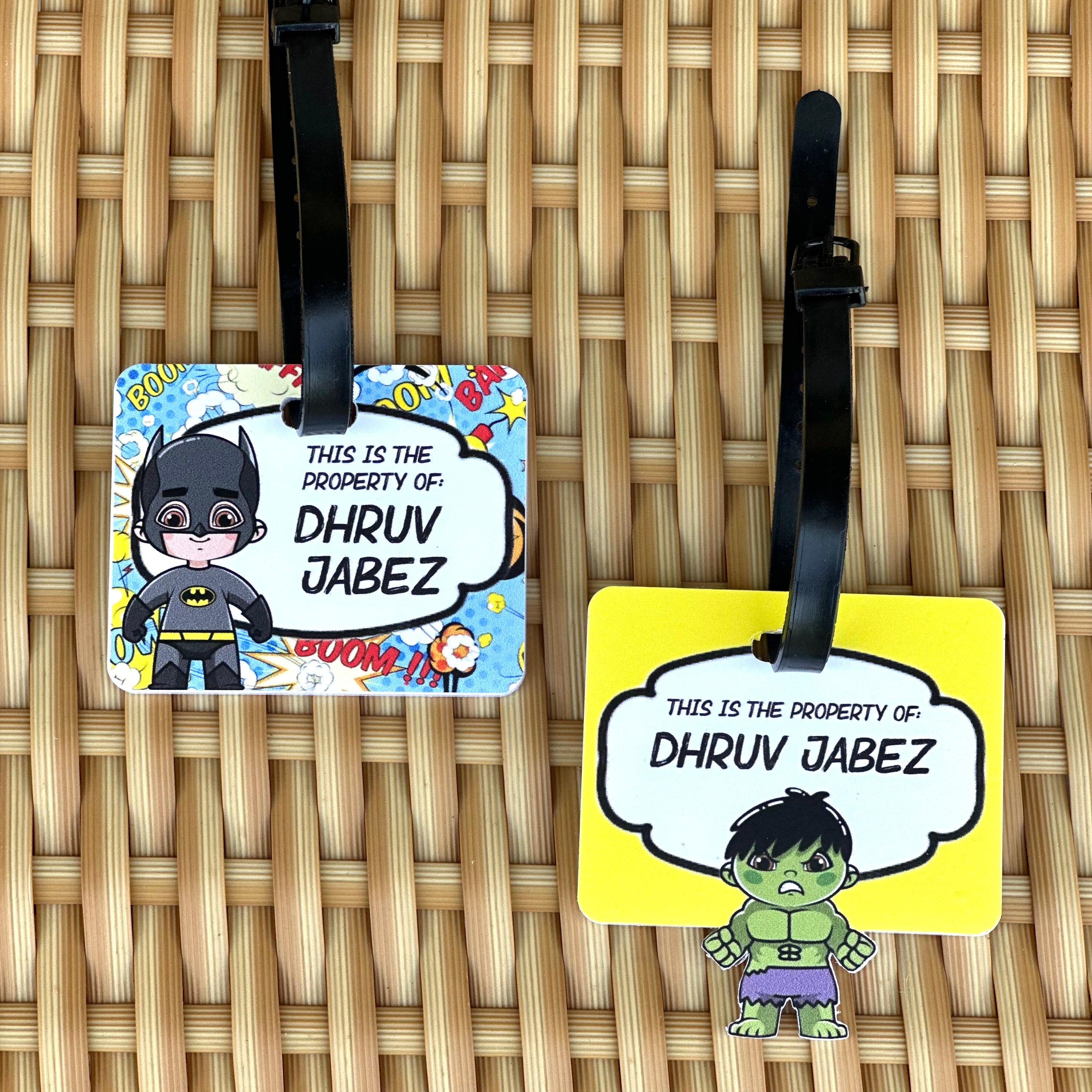 Bag Tag - Baby Superheroes (Batman & Hulk)