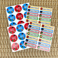 Back To School Label Set - Superhero faces