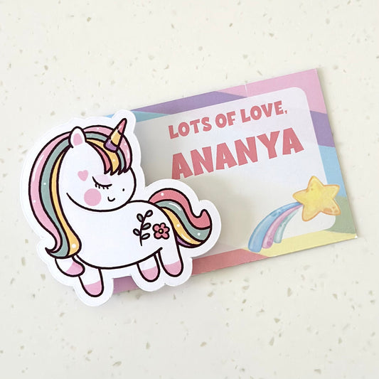 3D Gift Tag - Unicorn with star
