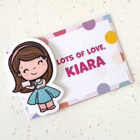 3D Gift Tag - Cute girl with letter