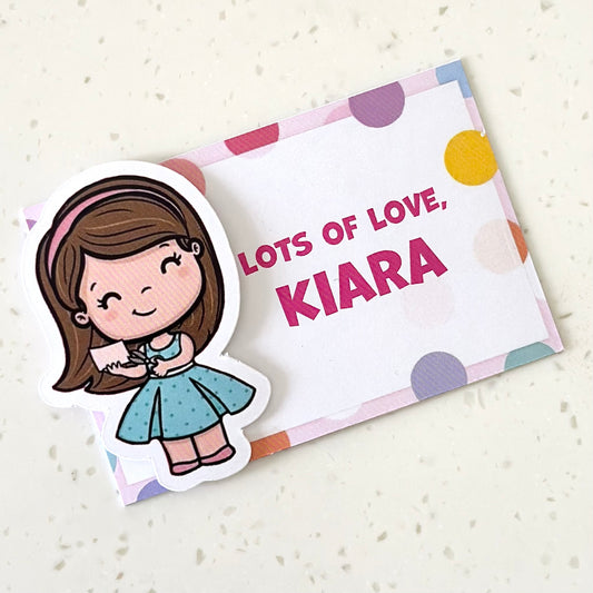 3D Gift Tag - Cute girl with letter