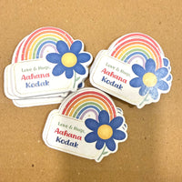 Gift Tag (Shape) - Rainbow With Flower