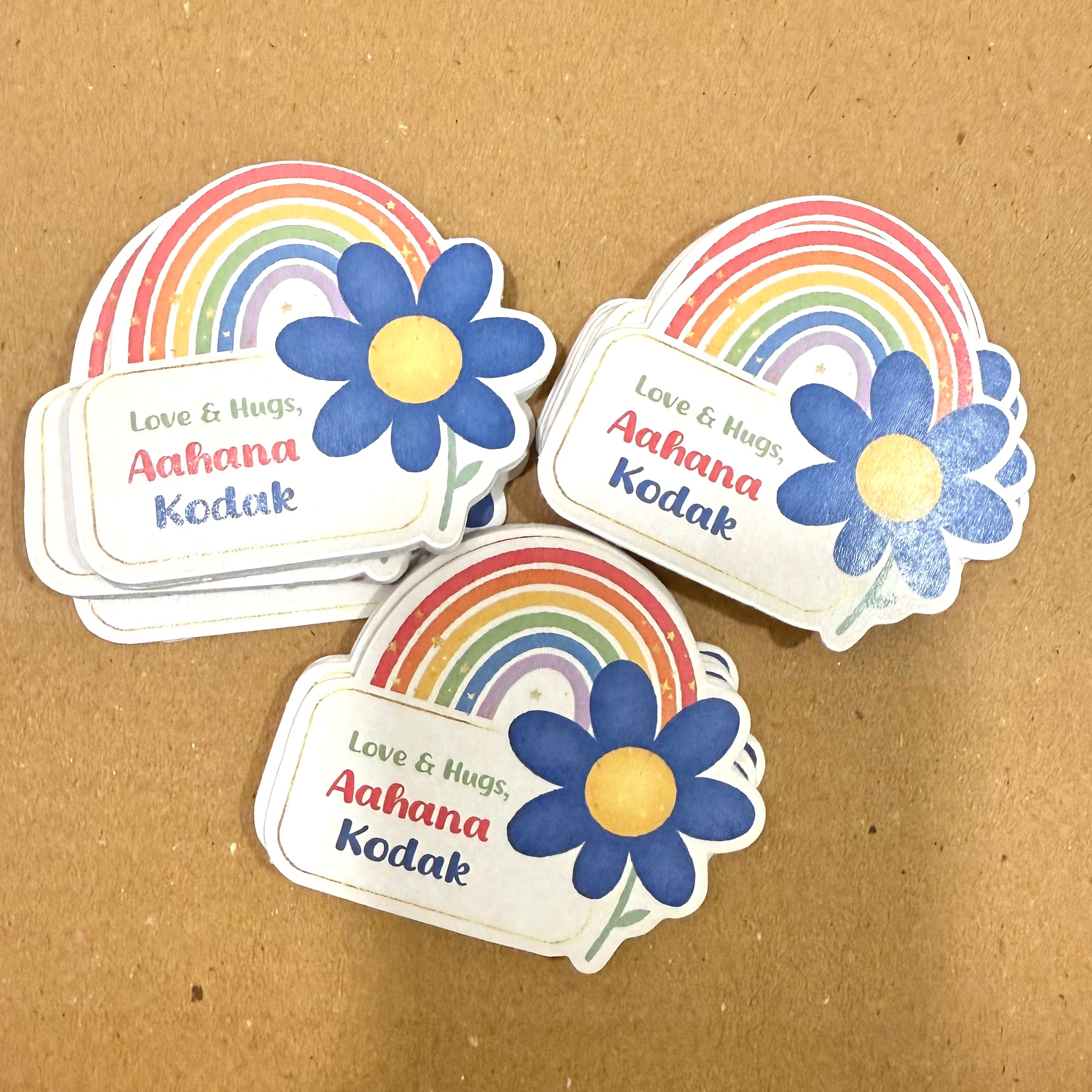Gift Tag (Shape) - Rainbow With Flower