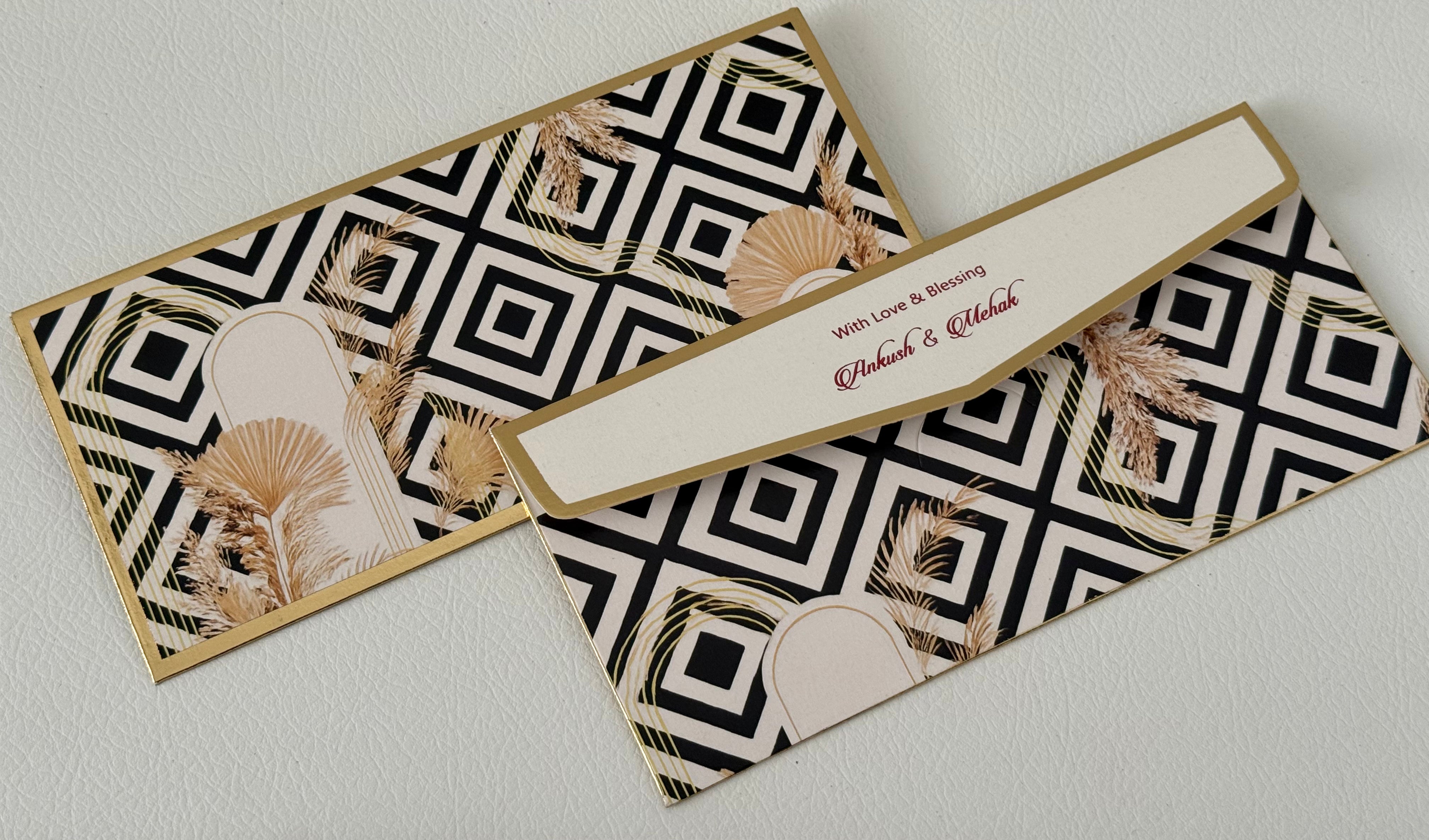 Money Envelope (Adult - Personalised) - Black & White Geometric Pattern