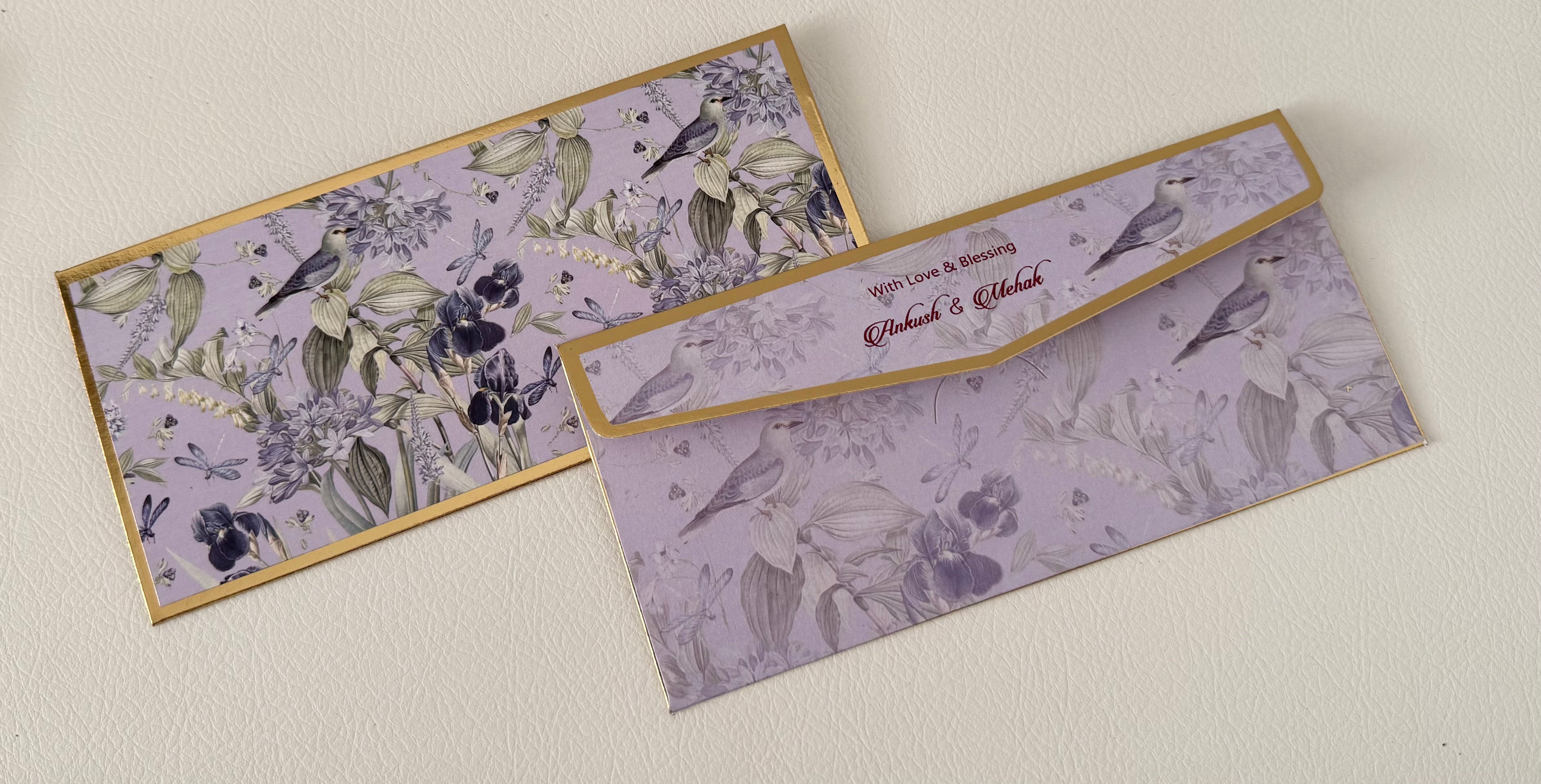 Money Envelope (Adult - Personalised) - Birds Lavender