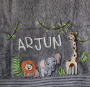 Towel - Jungle animals (Grey)