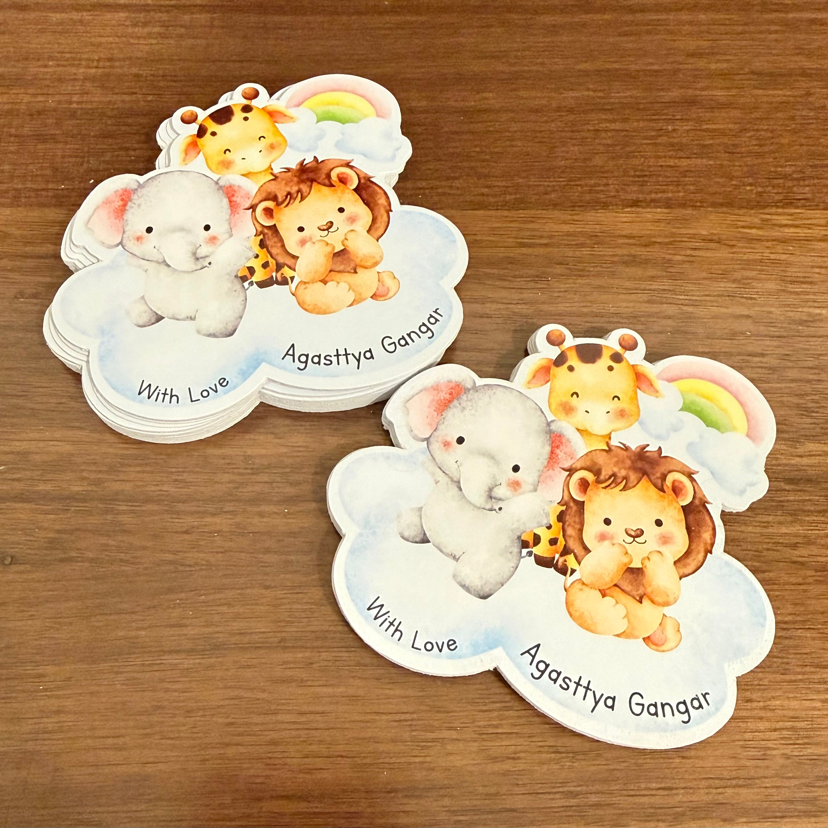 Gift Tag (Shape) - Animals in cloud