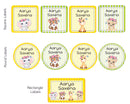 Mixed Shape Labels - Baby jungle animals