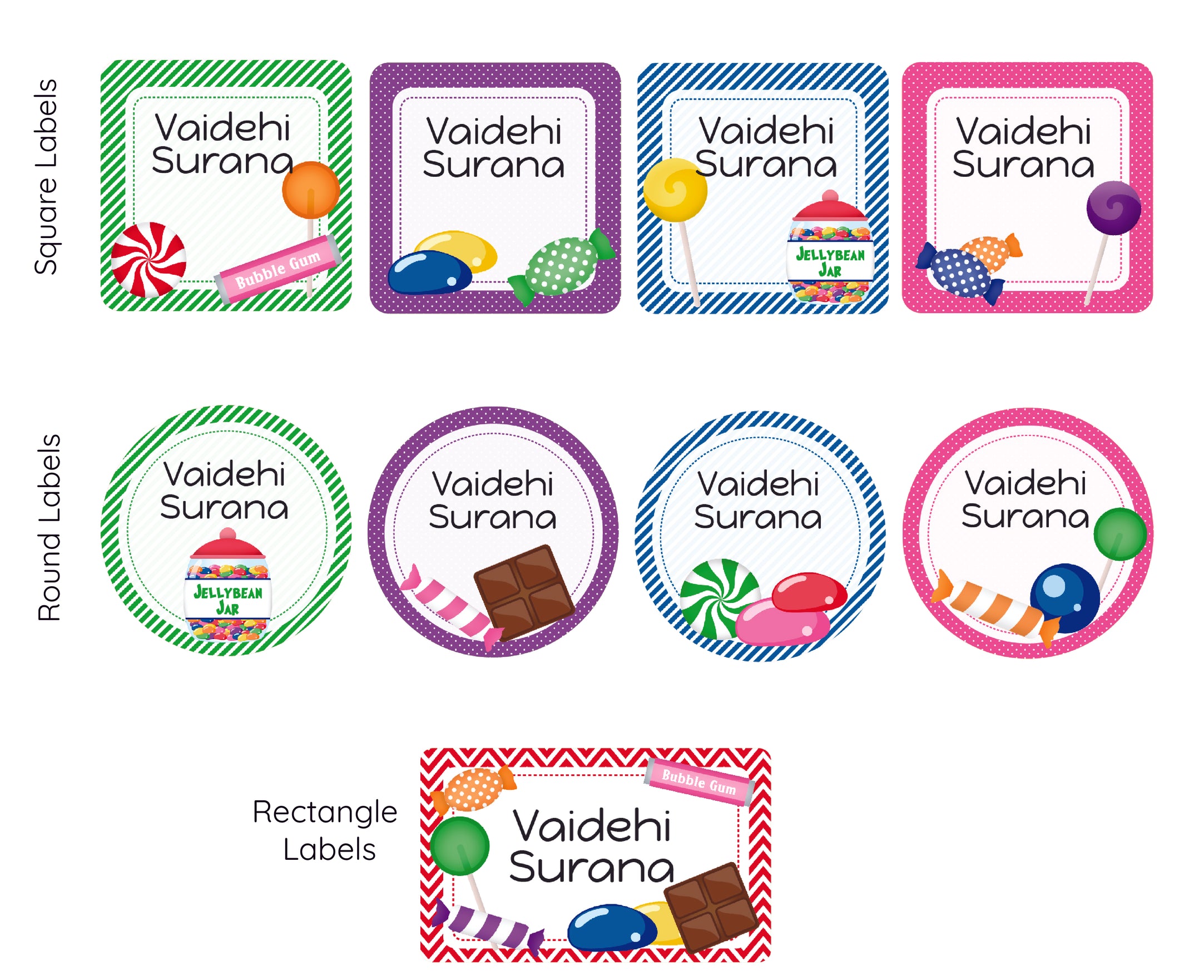 Mixed Shape Labels - Candy