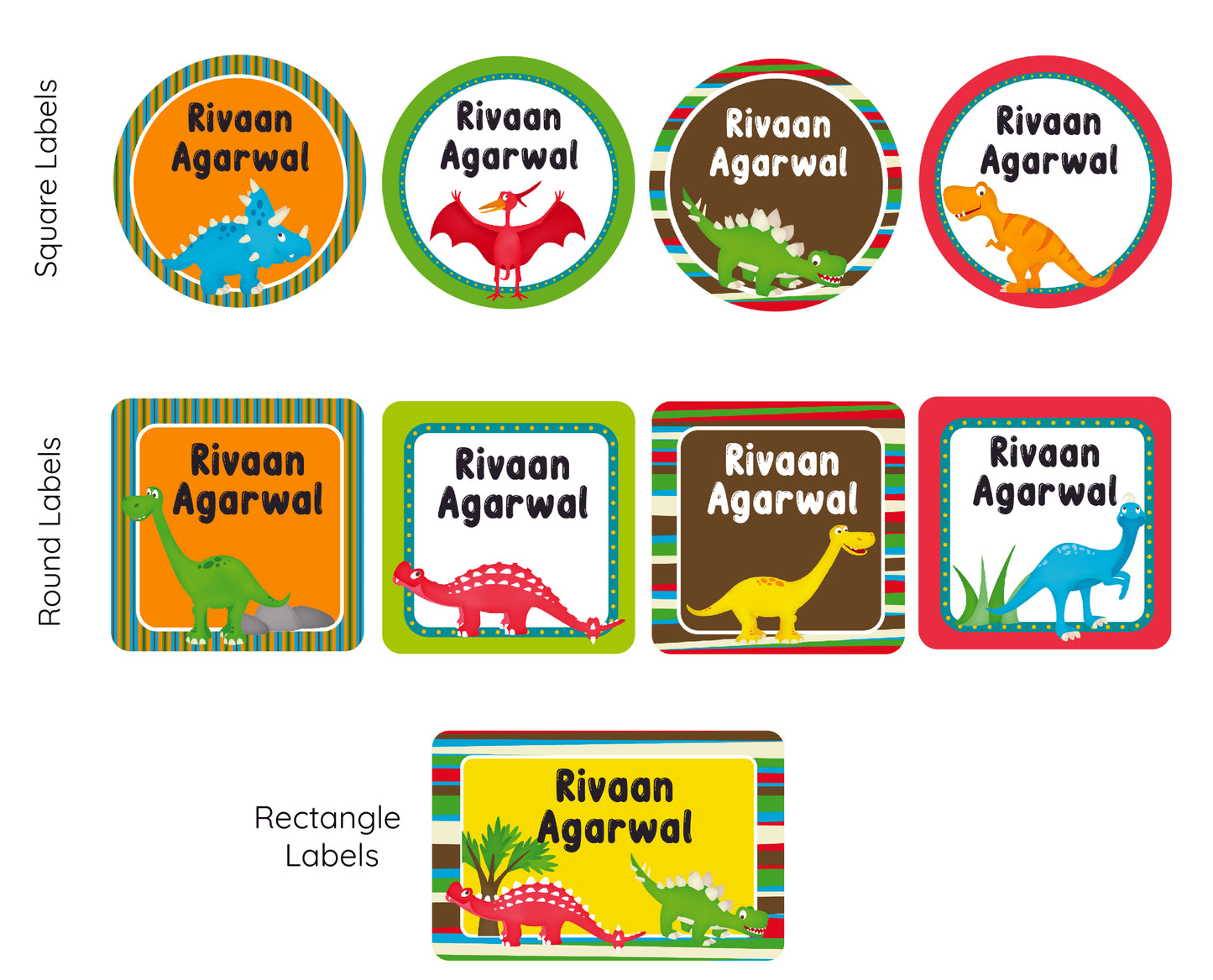 Mixed Shape Labels - Dino