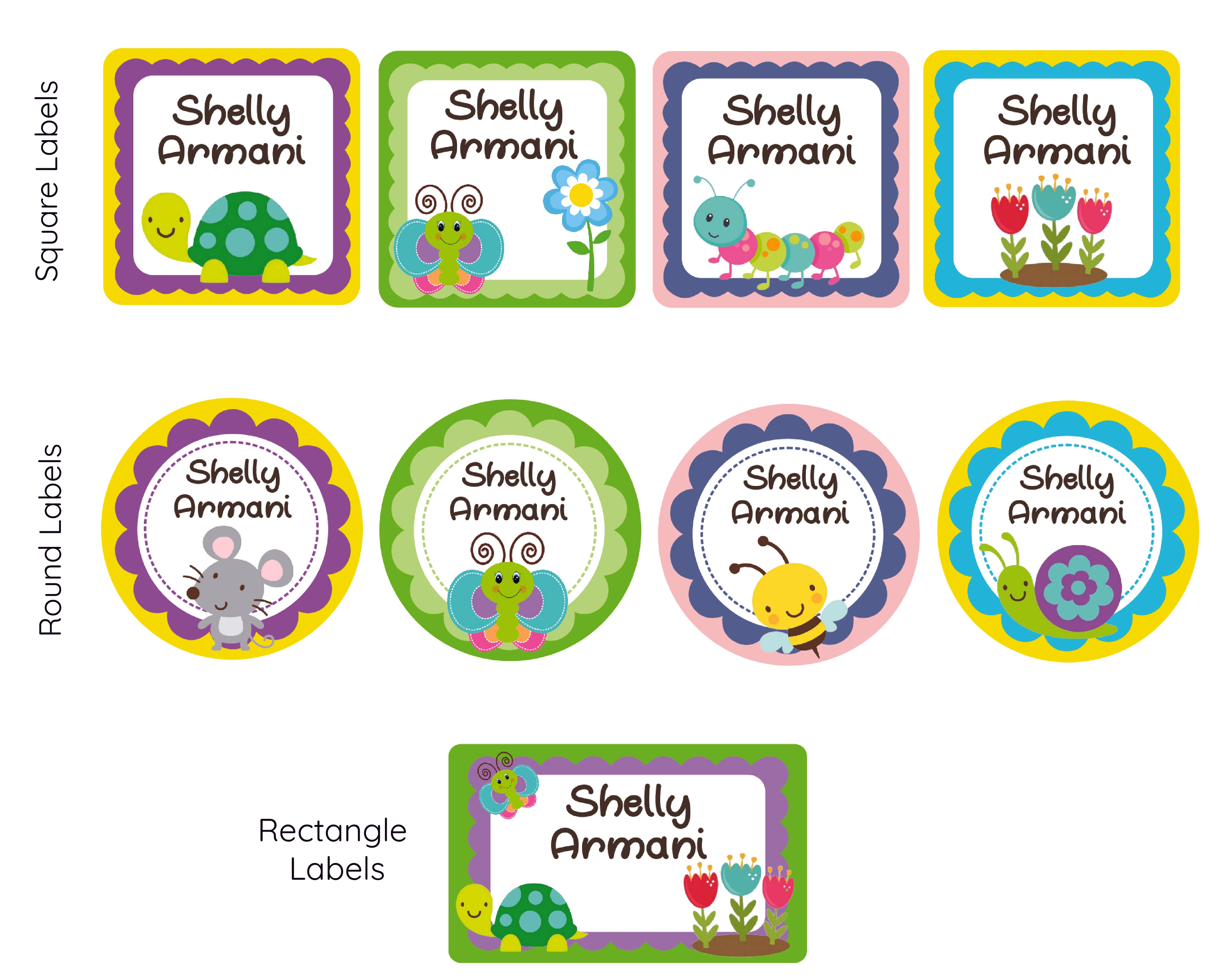 Mixed Shape Labels - Garden