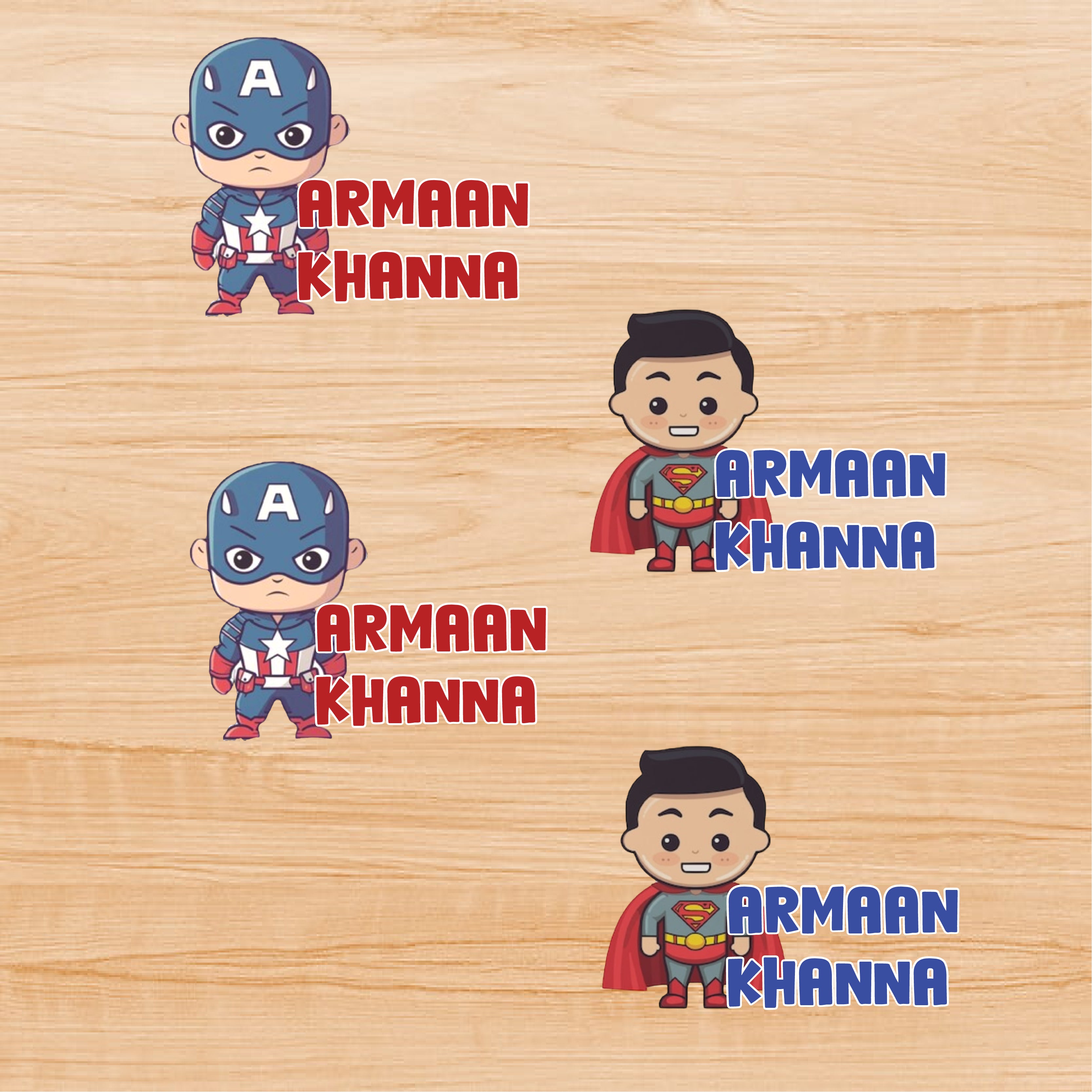 Permenant Ink Transfer Sticker - Superheroes (Captain America & Superman)