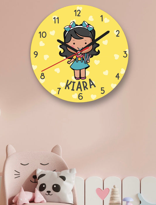 Wall Clock - Girl with crayons