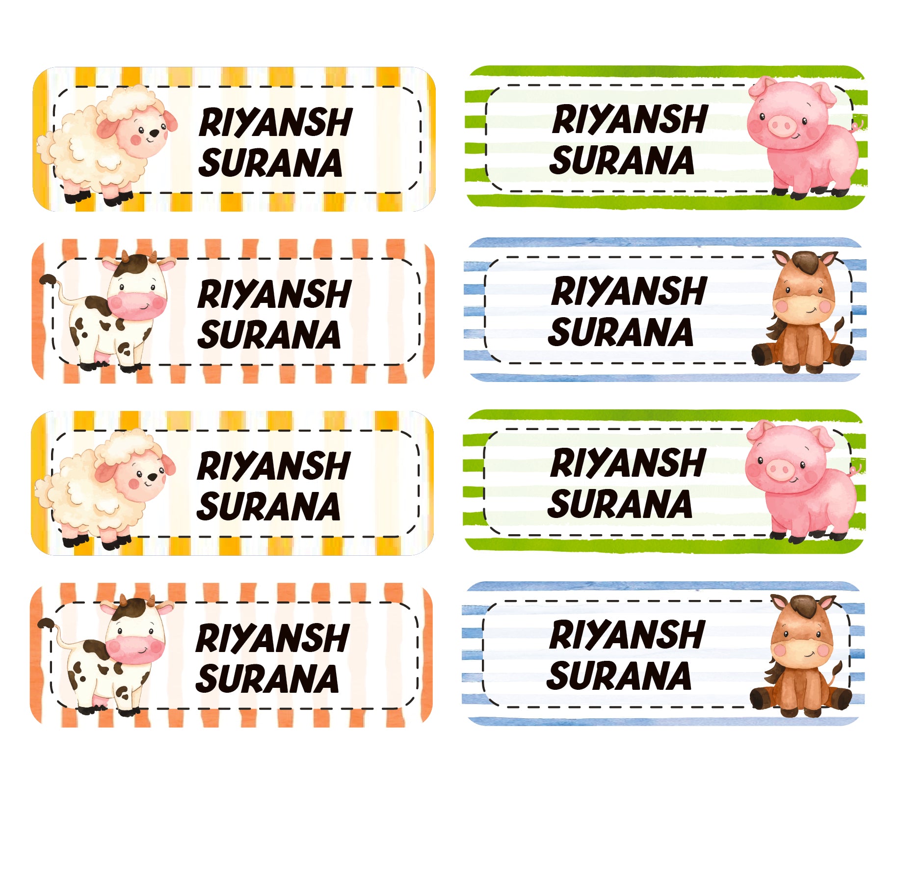 Rectangular Labels - Baby Farm Animals