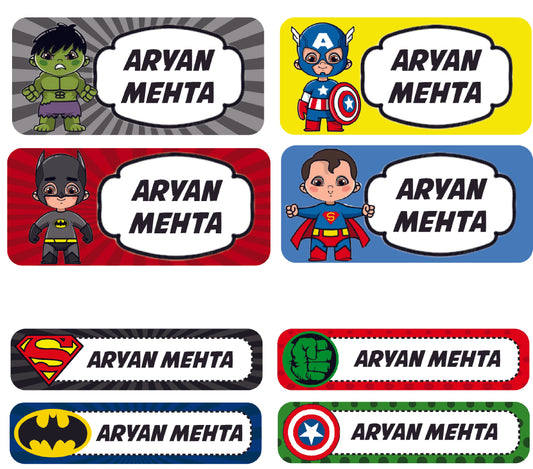 Rectangular Labels - Superheroes