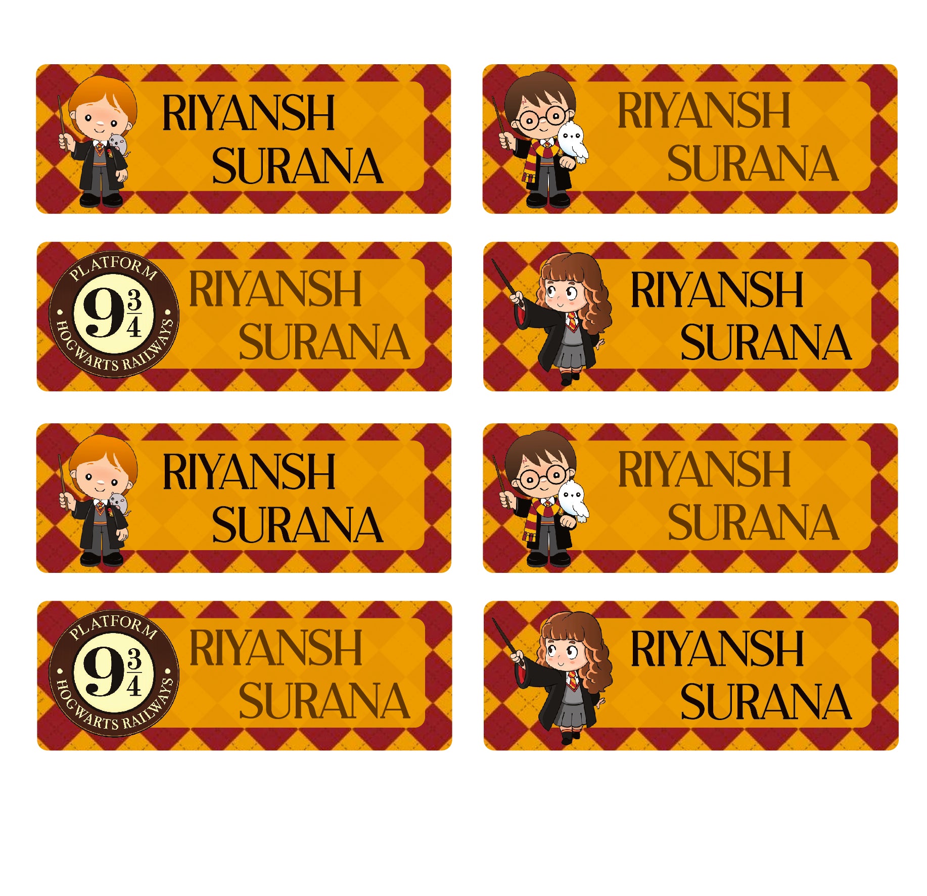 Rectangular Labels - Harry Potter & Friends