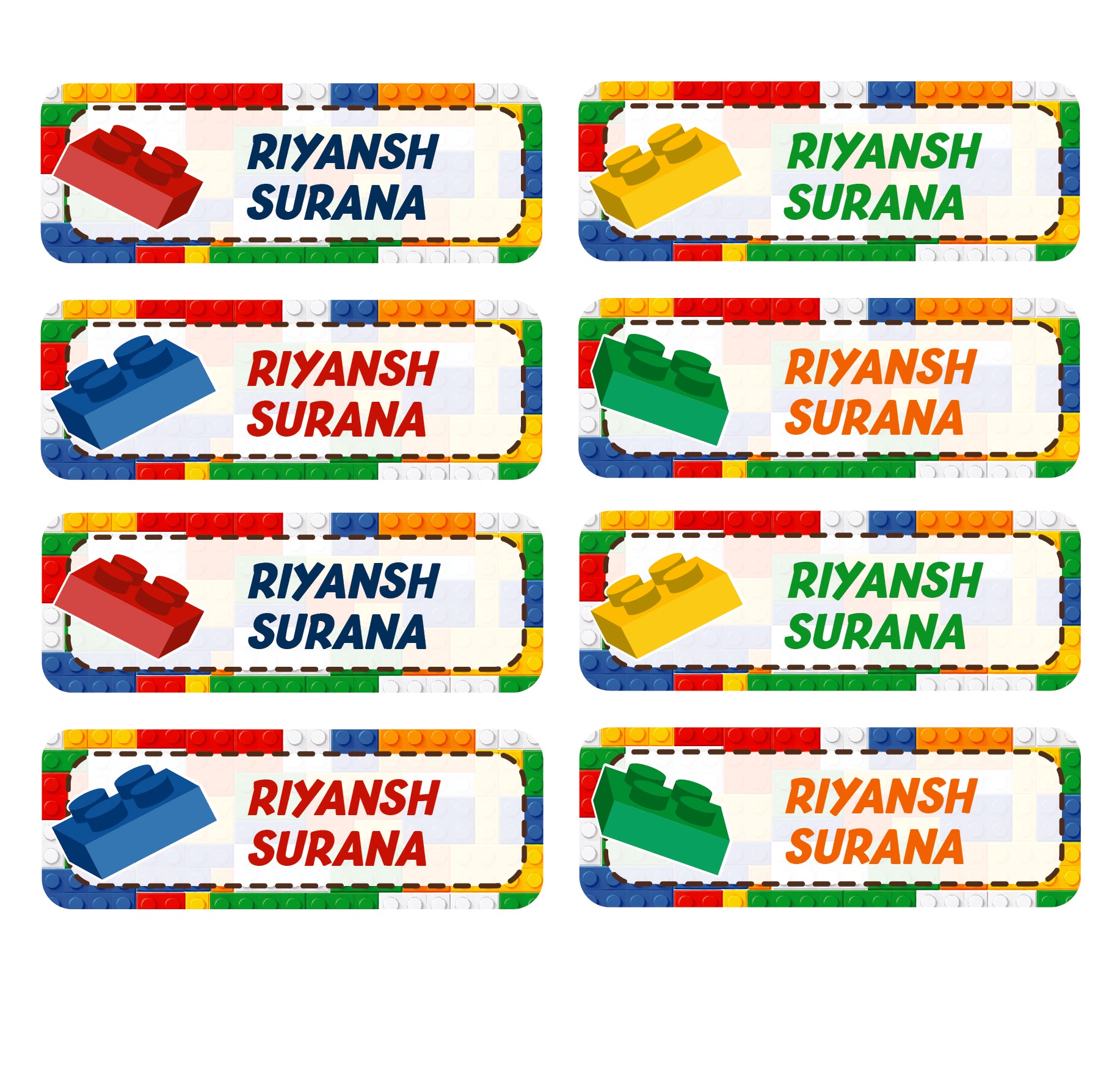 Rectangular Labels - Lego (Blue)