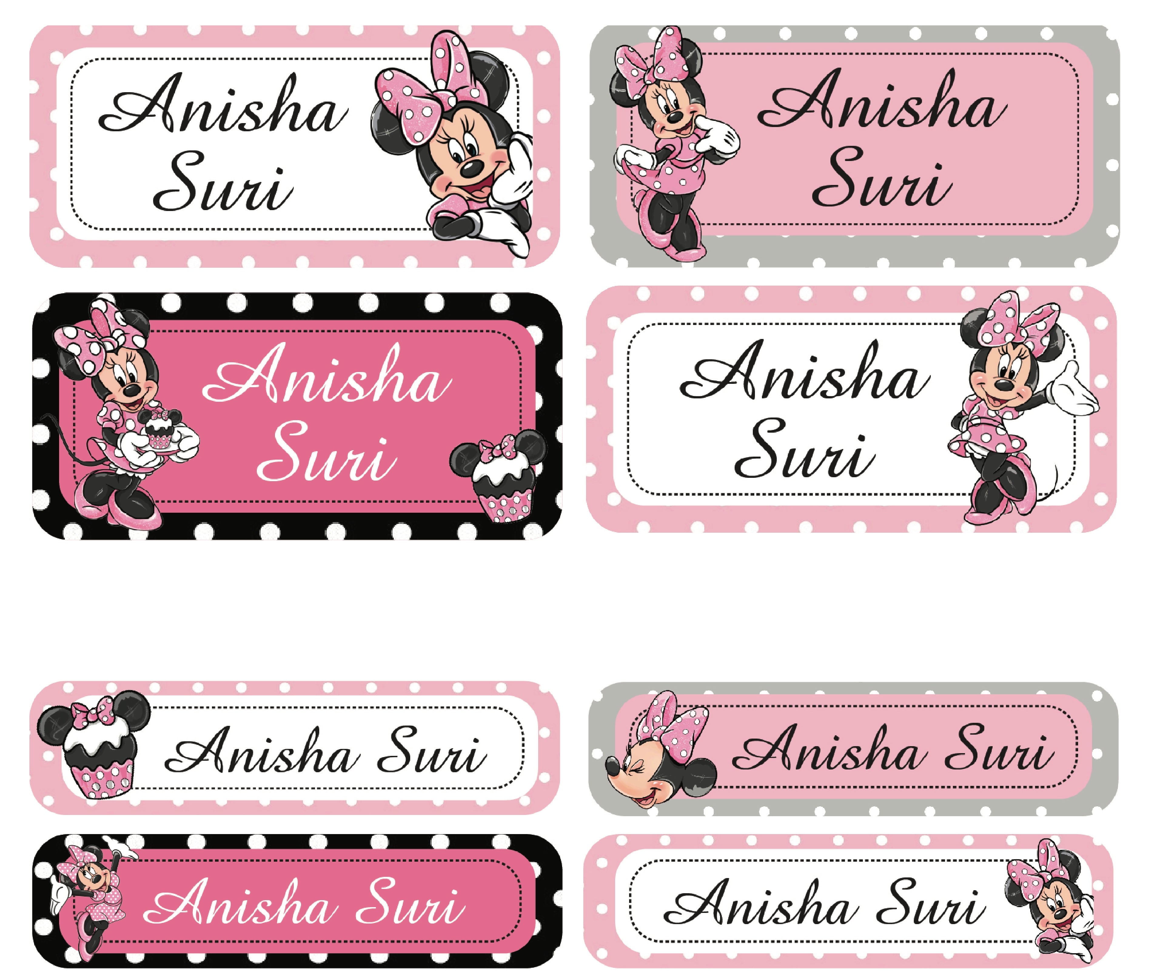 Rectangular Labels - Minnie Mouse