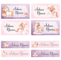 Rectangular Labels - Princess & Unicorn