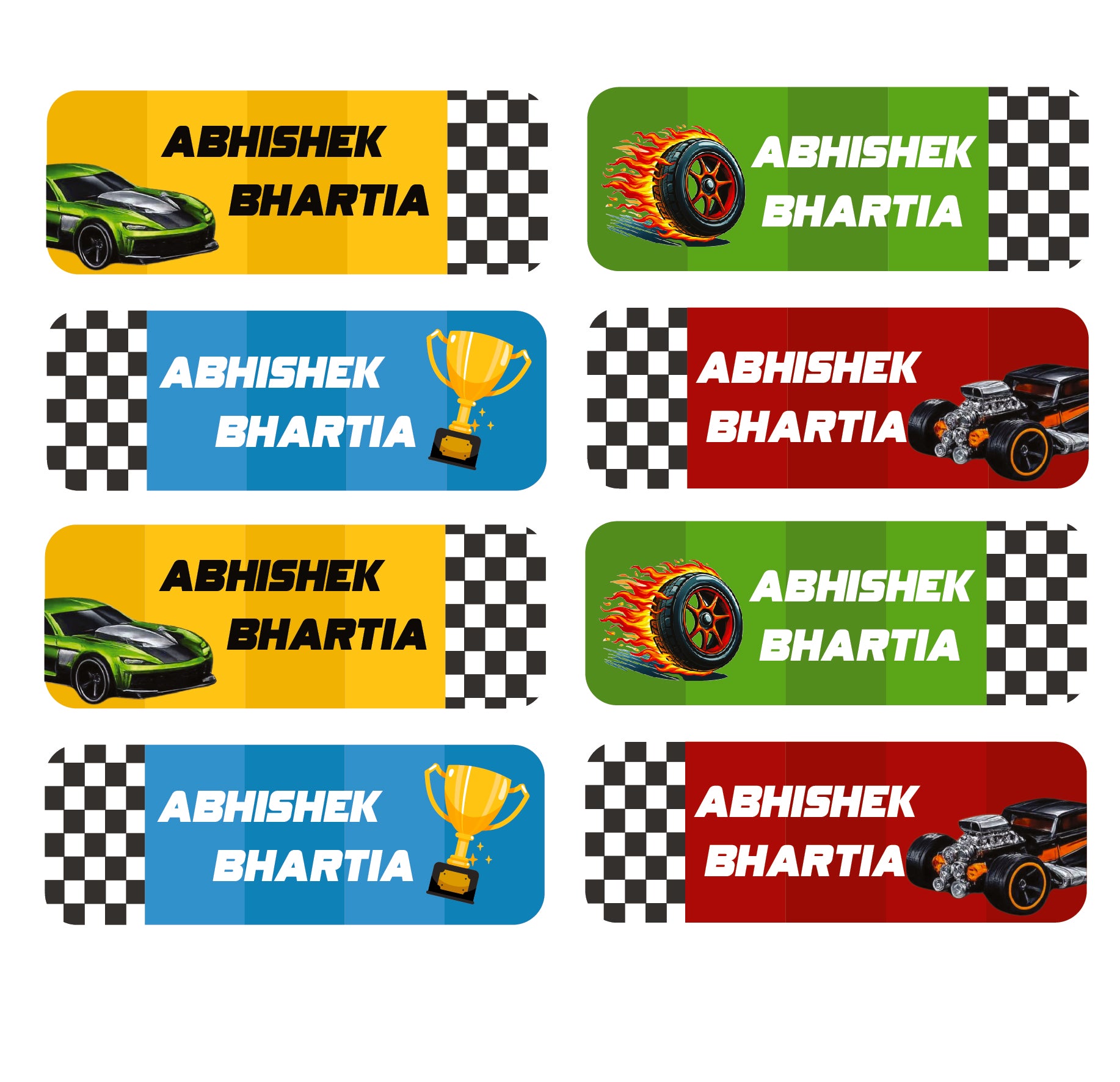 Rectangular Labels - Speedy Cars