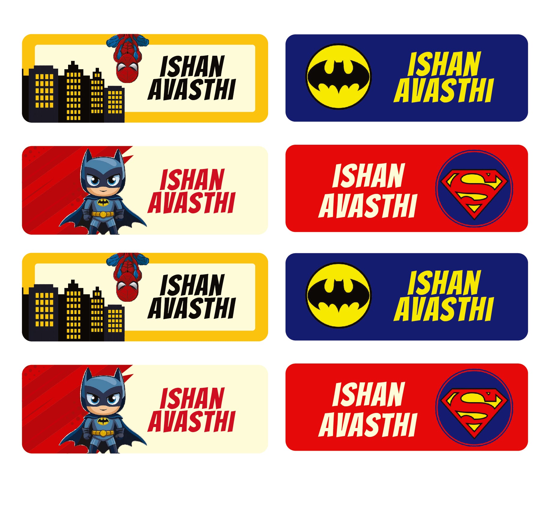 Rectangular Labels - Superhero Mania