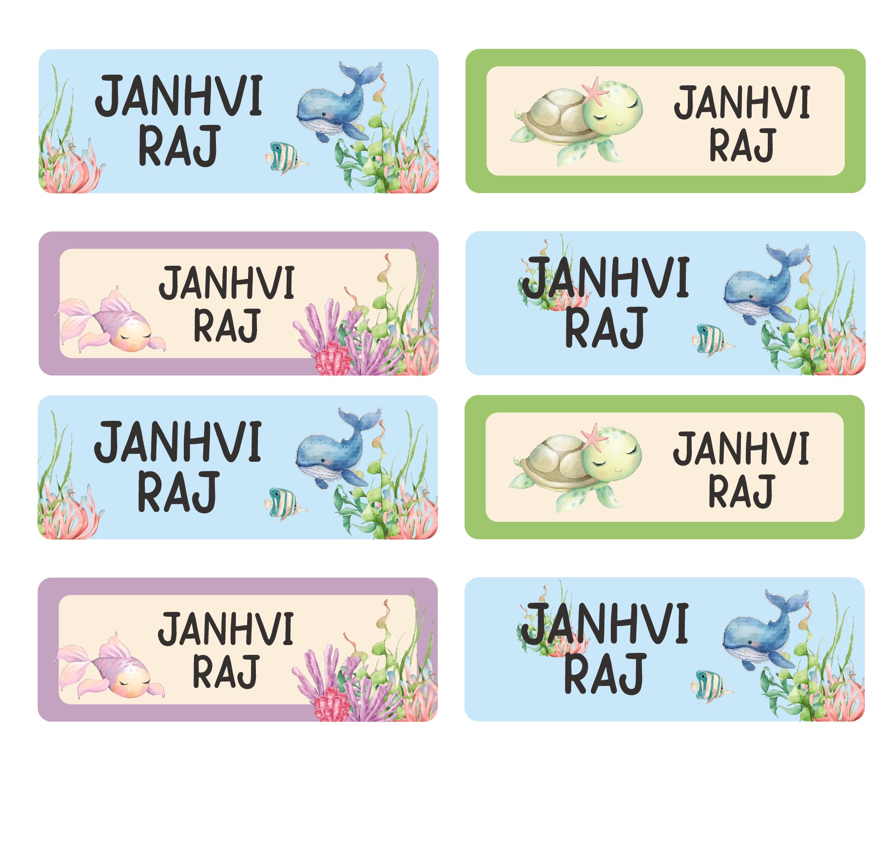 Rectangular Labels - Underwater Life