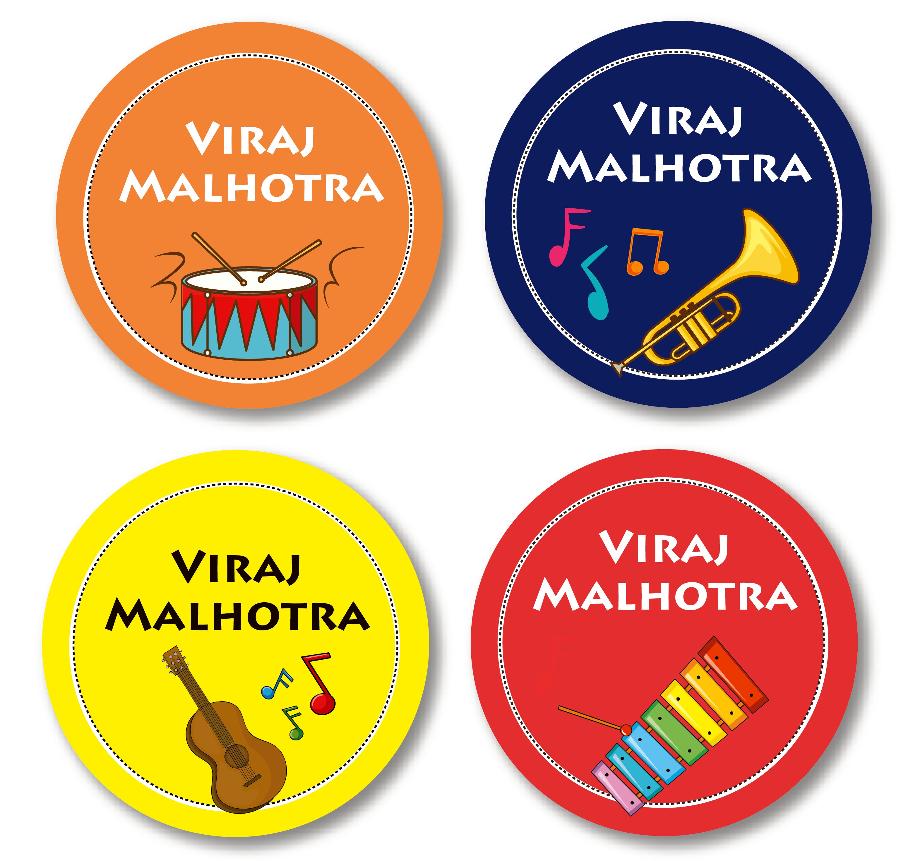 Round Labels - Musical Instruments