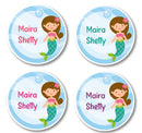 Round Labels - Mermaid with flower