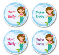 Round Labels - Mermaid with flower
