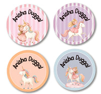 Round Labels - Unicorn & Princess