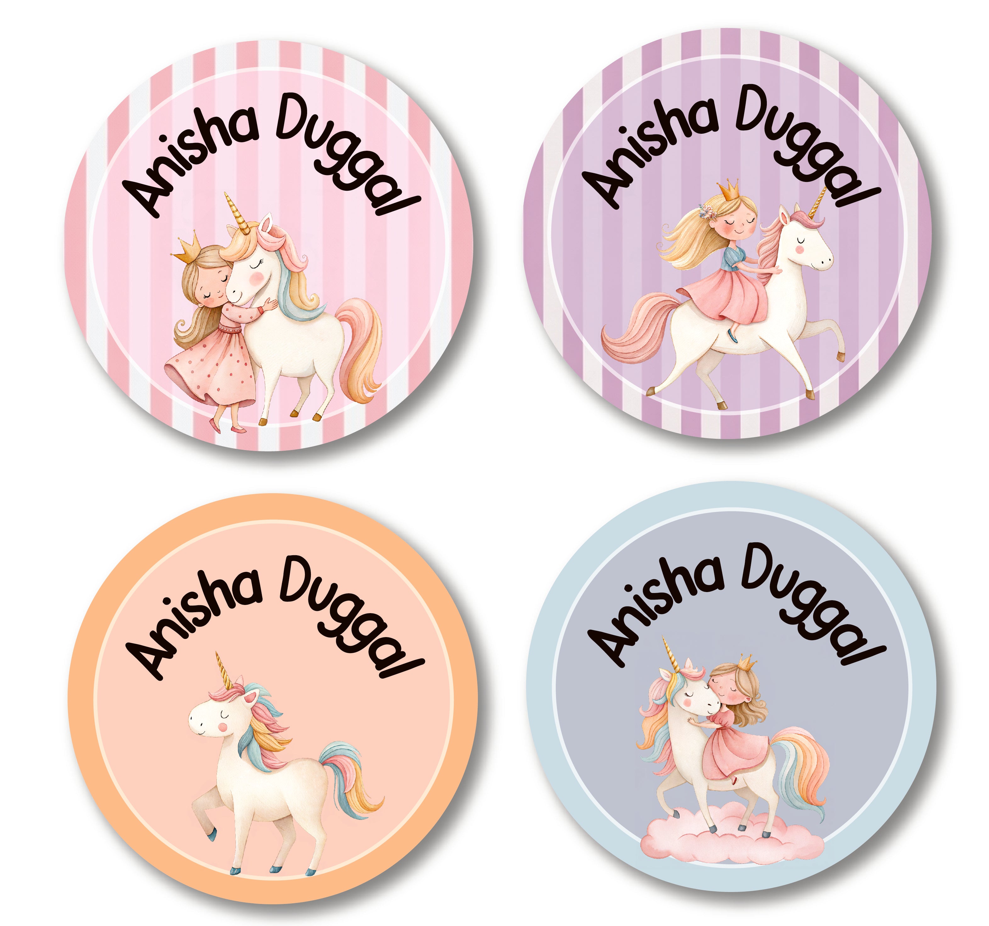 Round Labels - Unicorn & Princess