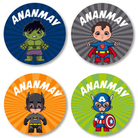 Round Labels - Superheroes