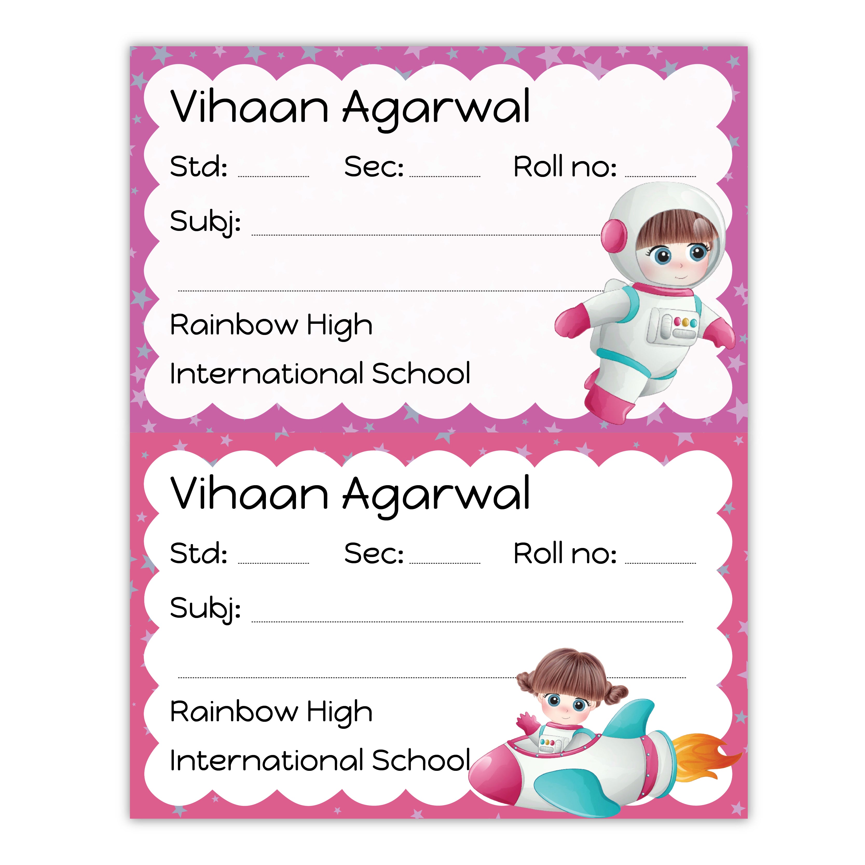 School Book Labels - Astronaut girl