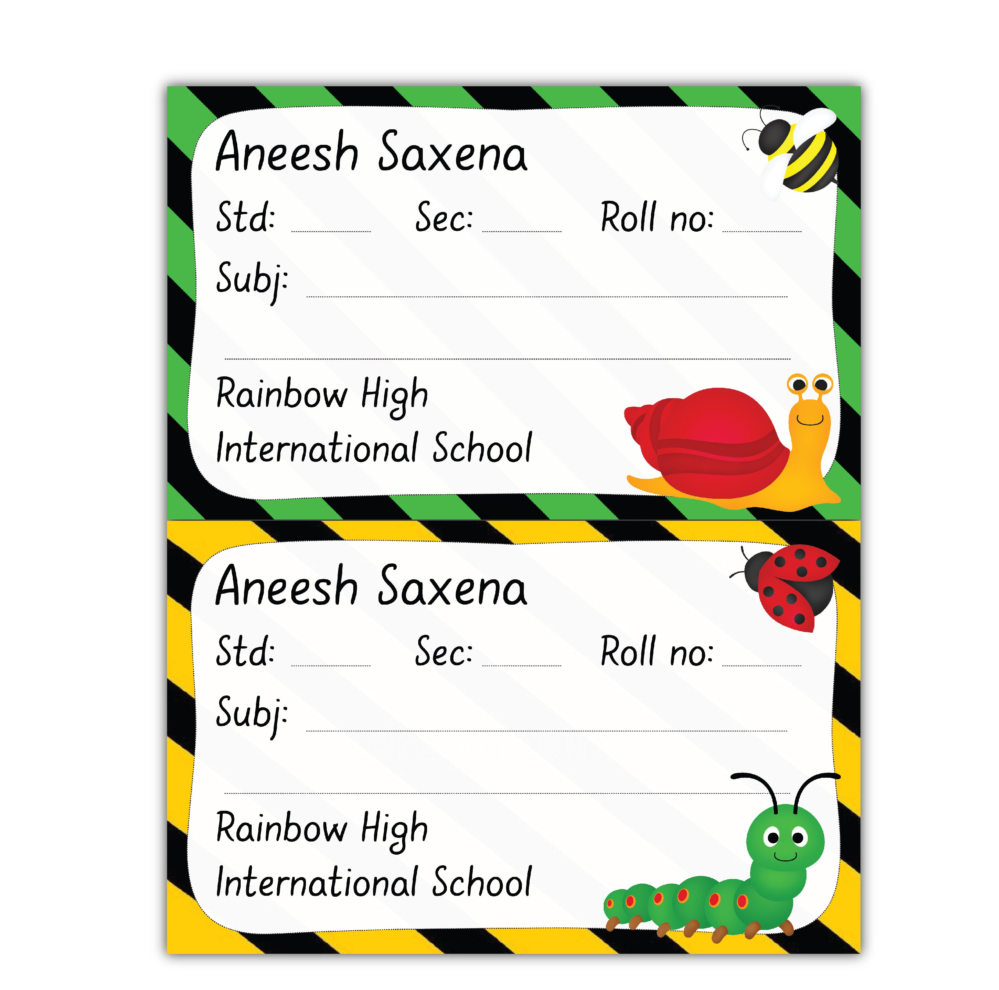 School Book Labels - Bugs