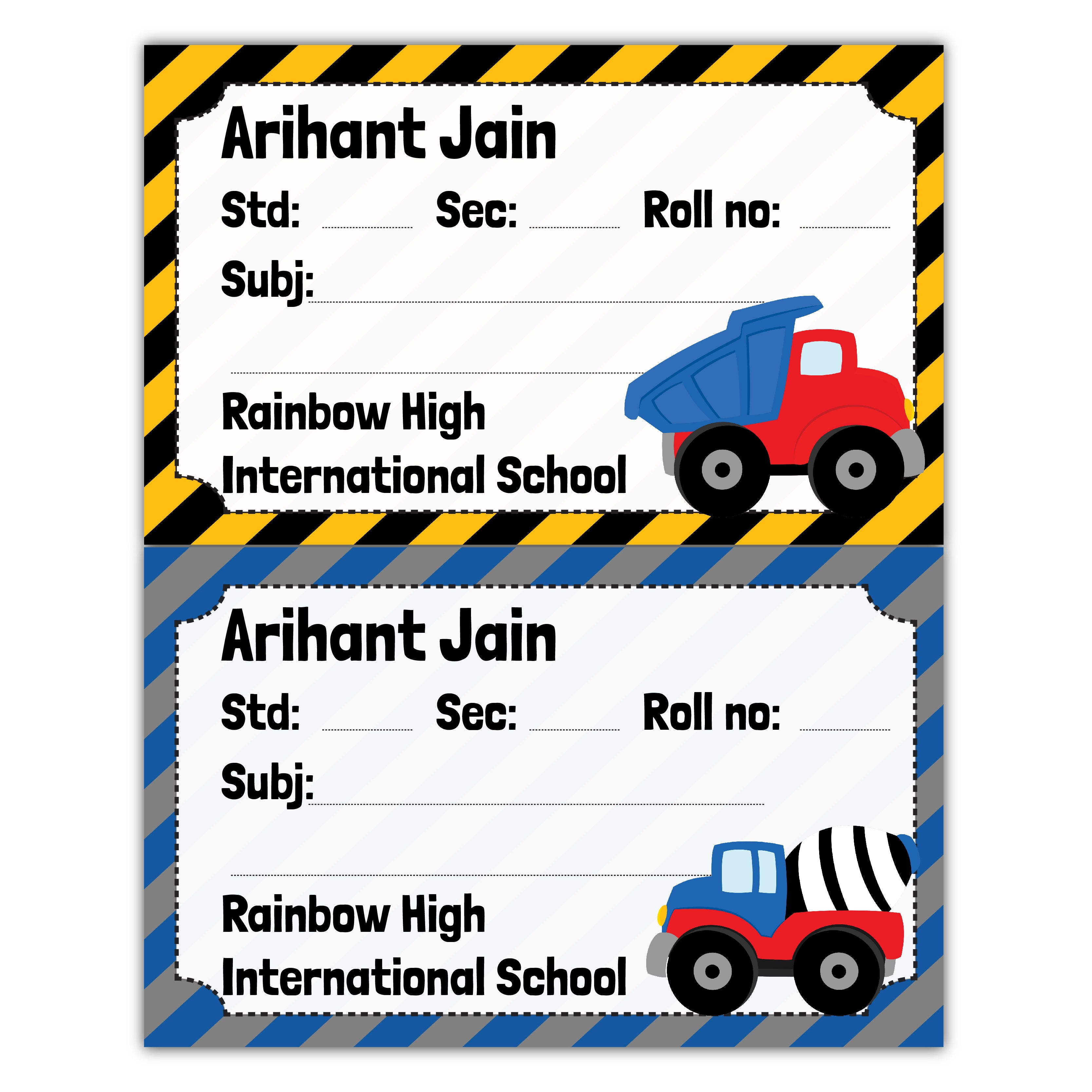 School Book Labels - Construction – thedesignfactoryshop