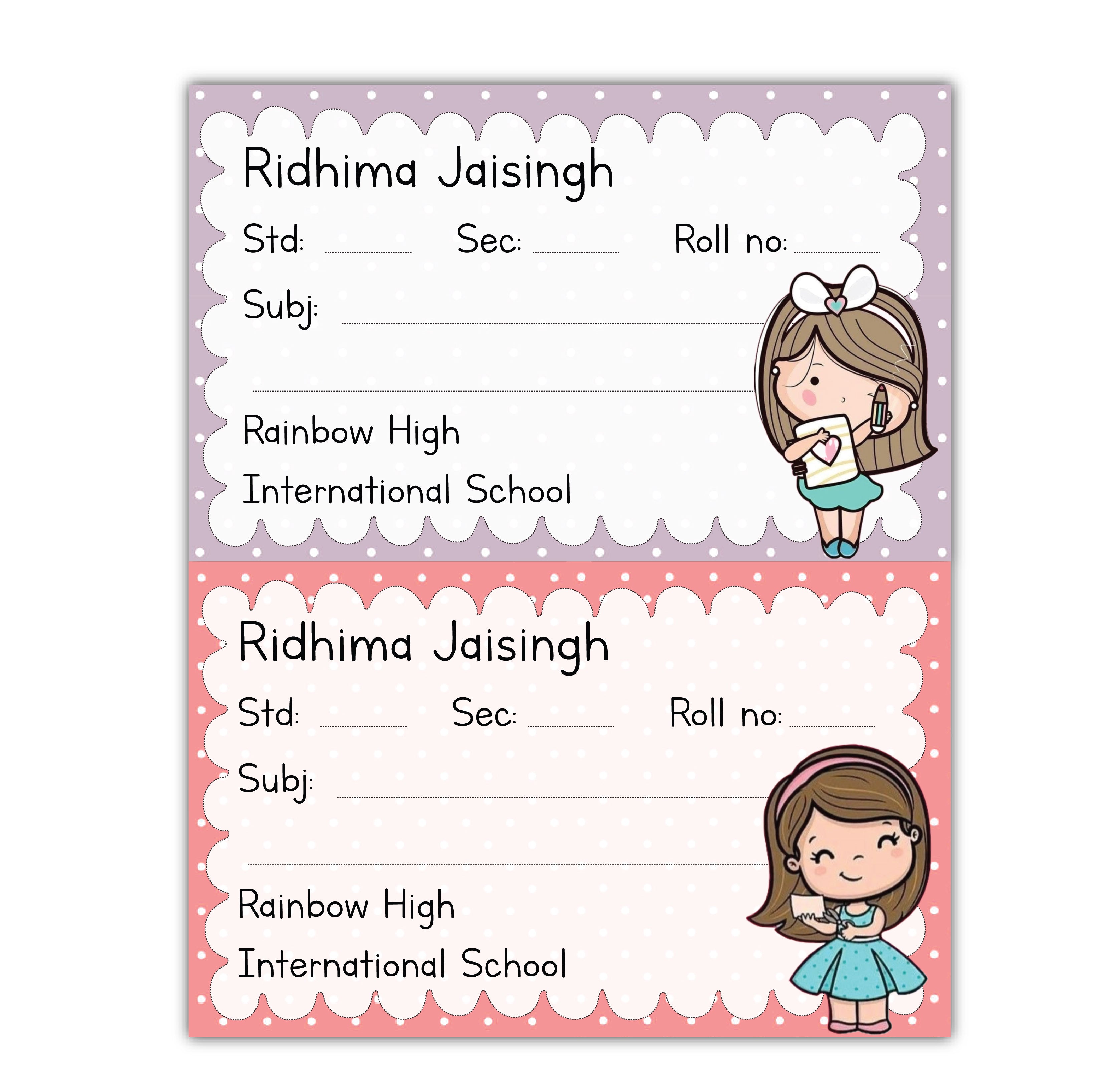 School Book Labels - Cute girl with letter – thedesignfactoryshop