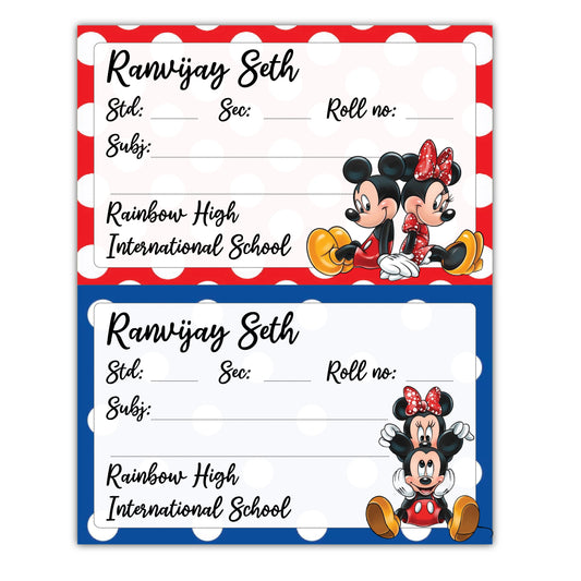School Book Labels - Mickey-Minnie